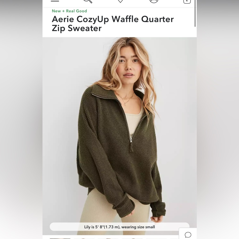 Aerie CozyUp Waffle Skater Sweater Top